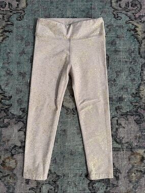 Beyond Yoga Heather Tan Leggings with Gold Speckle